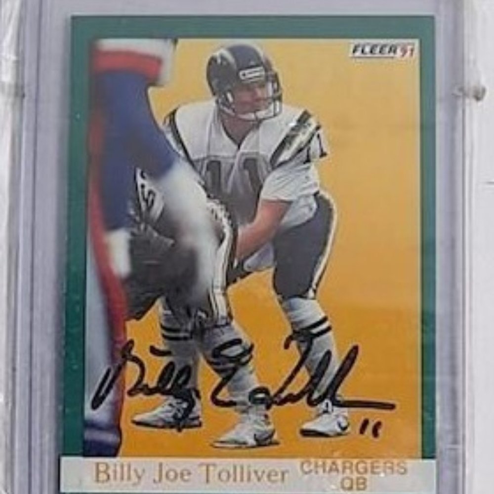NFL players Signed football card "Billy Joe Tolliver"